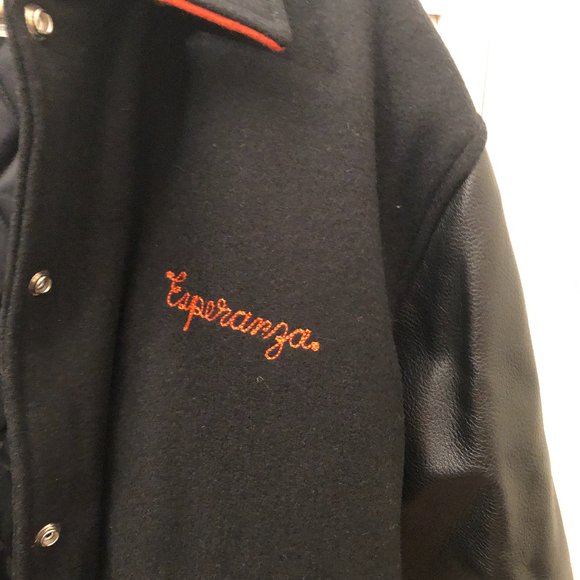 Hewitt vintage men varsity black leather and fabric jacket, XL - Picture 3 of 14